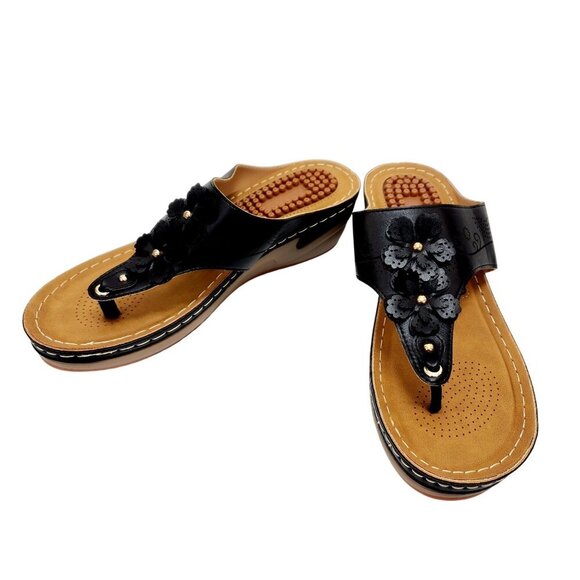 Orthopedic Wedge Sandals Women Comfortable Dressy Summer Women black Size 10.5 - Picture 6 of 14